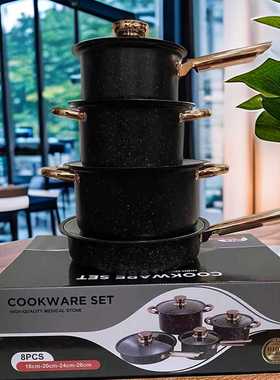 8pcs不锈钢锅具套装厨房套装锅具pots12件套装产地货源跨境酒店