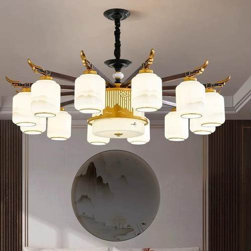 新中式灯具客厅吊灯别墅复式楼大吊灯卧室书房灯楼梯灯店铺大气灯