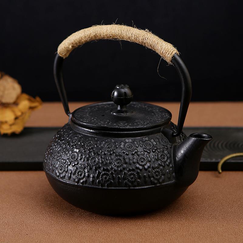日式复古樱花纹铸铁壶生铁功夫茶烧水壶家用无涂层铸铁茶壶