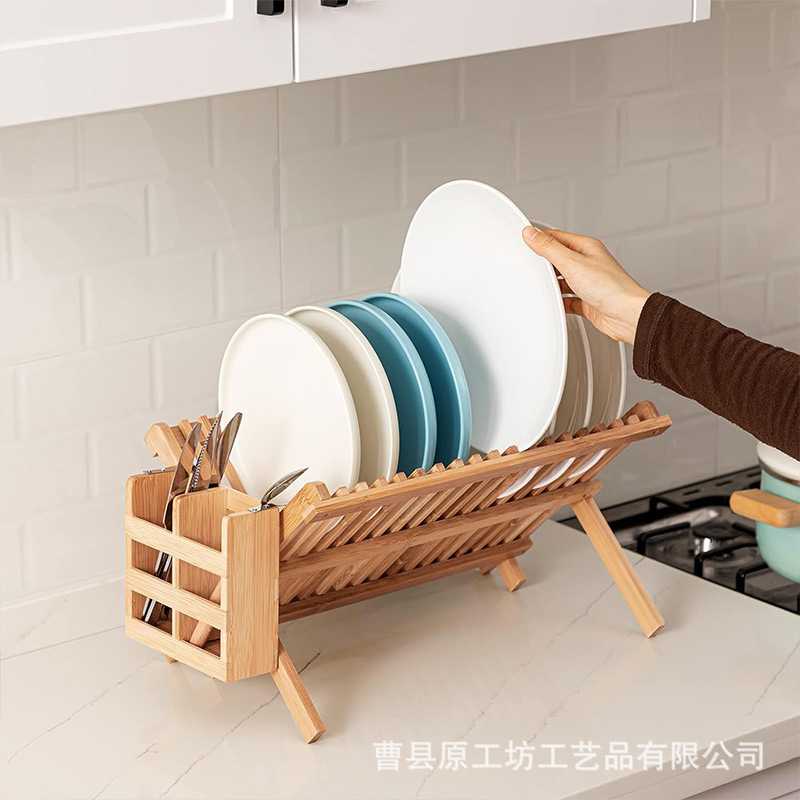 茶杯沥水架竹制双层碗碟盘子放置其它园艺用品