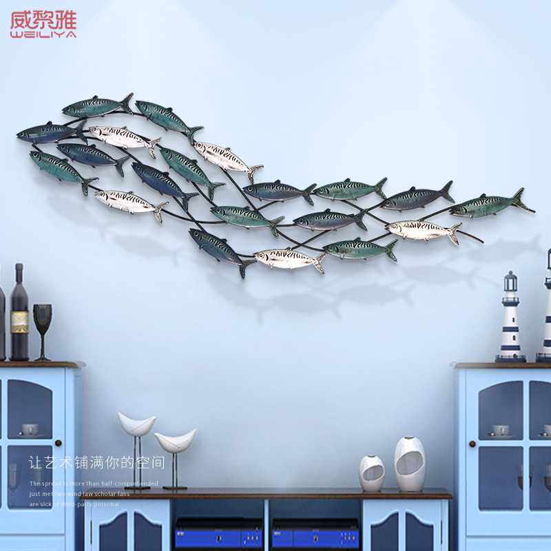 地中海铁艺鱼儿童房墙面装饰品壁饰沙发背景墙上创意墙饰墙壁挂饰