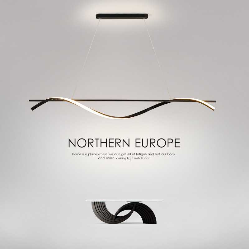 餐厅吊灯设计师新款简约个性极简主义灯饰大气现代线条创意led灯