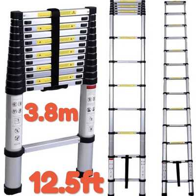 出口3.8米伸缩梯子telescopic ladder竹节升降楼梯铝合金加厚升缩