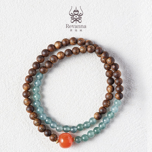 Revanna「「珠圆玉润」沉香圆珠5mm 翡翠南红双圈手串