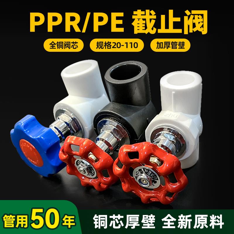 ppr截止阀4分20升降式止水热熔阀门开关pe水管铜阀芯配件25闸阀32