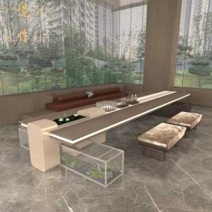 需定制现代简约酒店大堂阅读桌接待区民宿休闲茶桌椅会议大长桌家