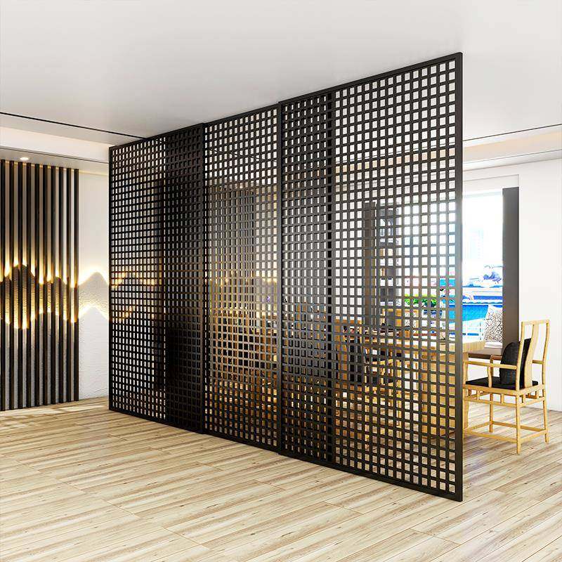 需定制极简金属格栅隔断墙办公展厅酒店镂空隔栅侘寂风客厅卧室格