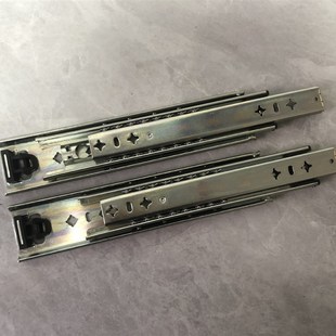 53宽重型抽屉滑轨带锁轨道工业级载重型导N轨货柜机柜三节轨缓冲