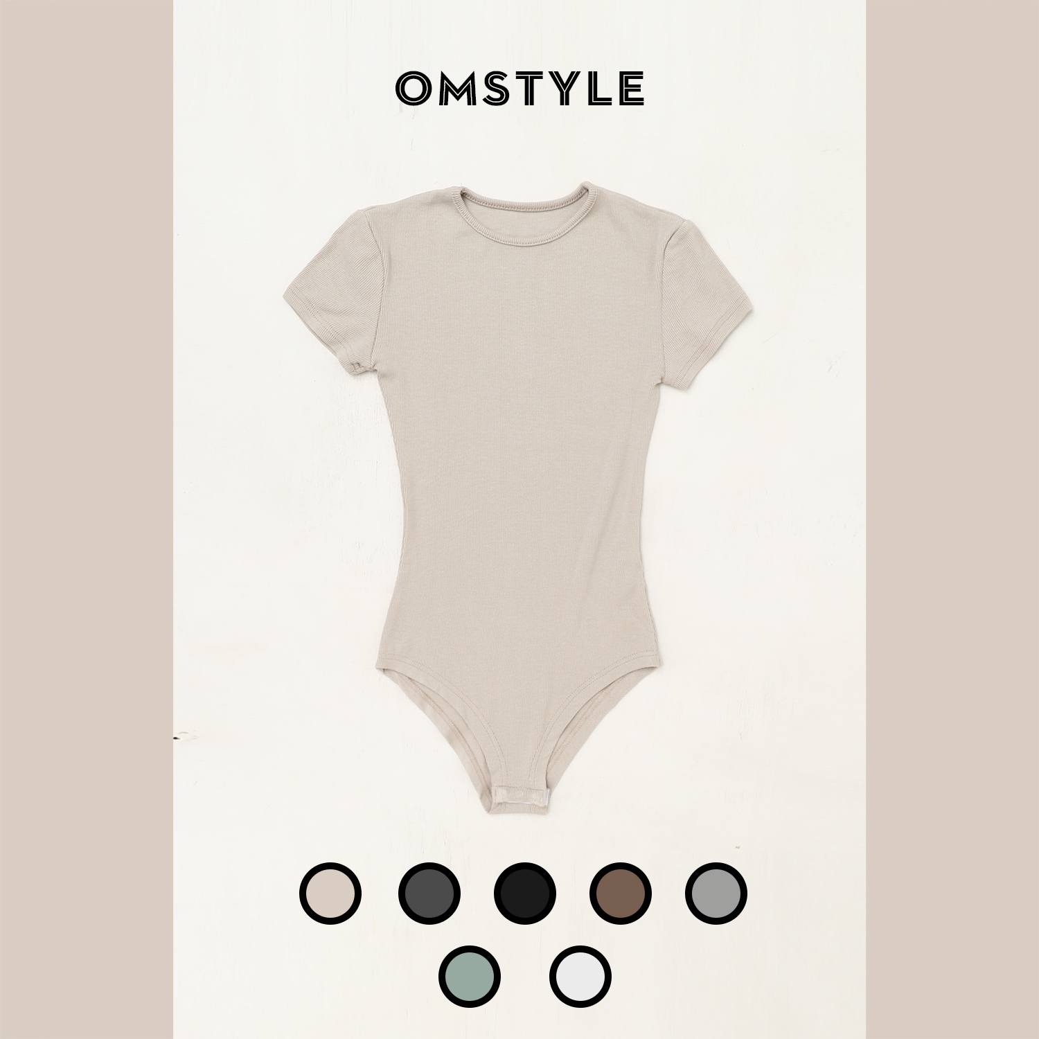 高腰短袖有暗扣修身连体衣百搭