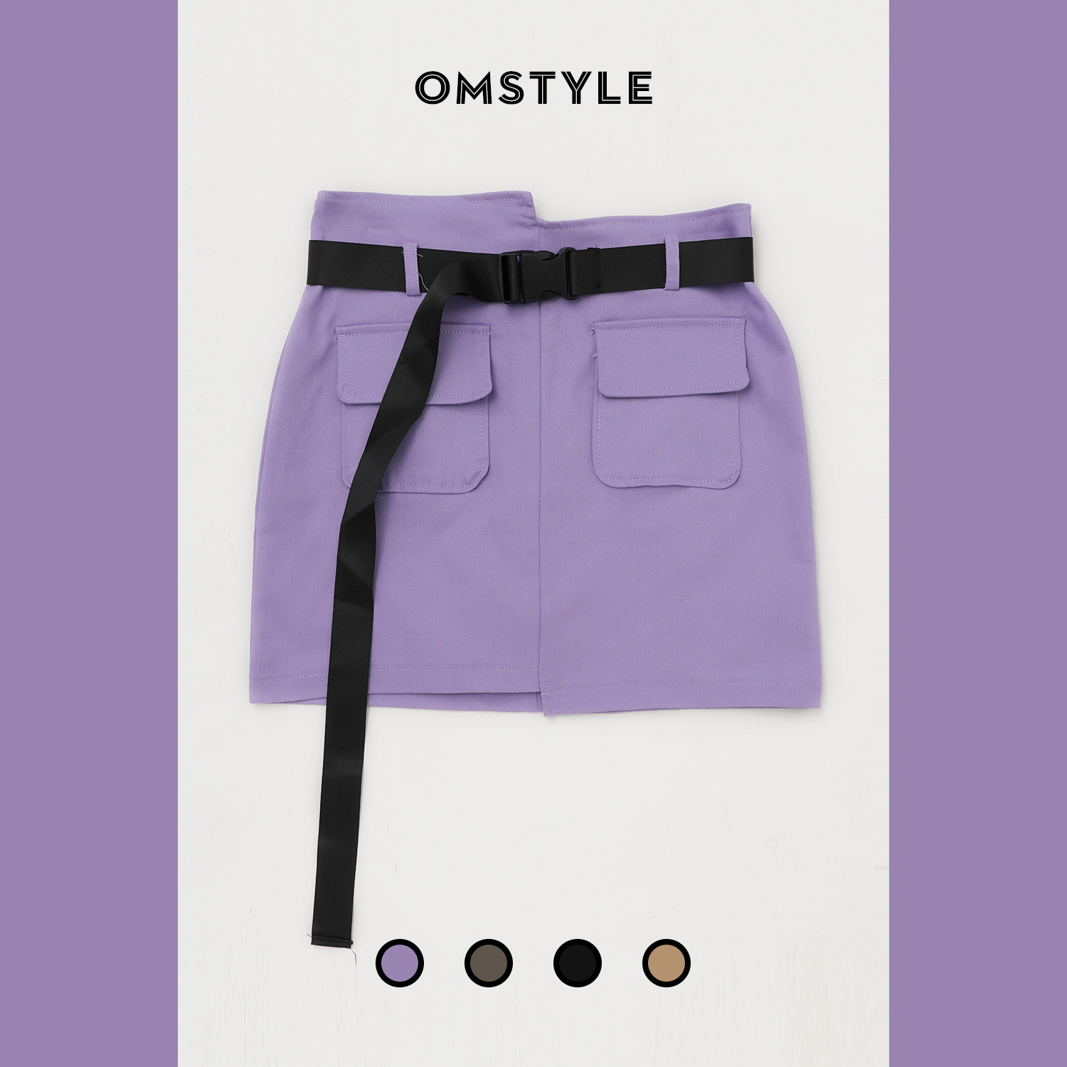 街头百搭风显身材腰带工装包臀裙