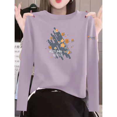 春秋新款纯棉女士长袖T恤