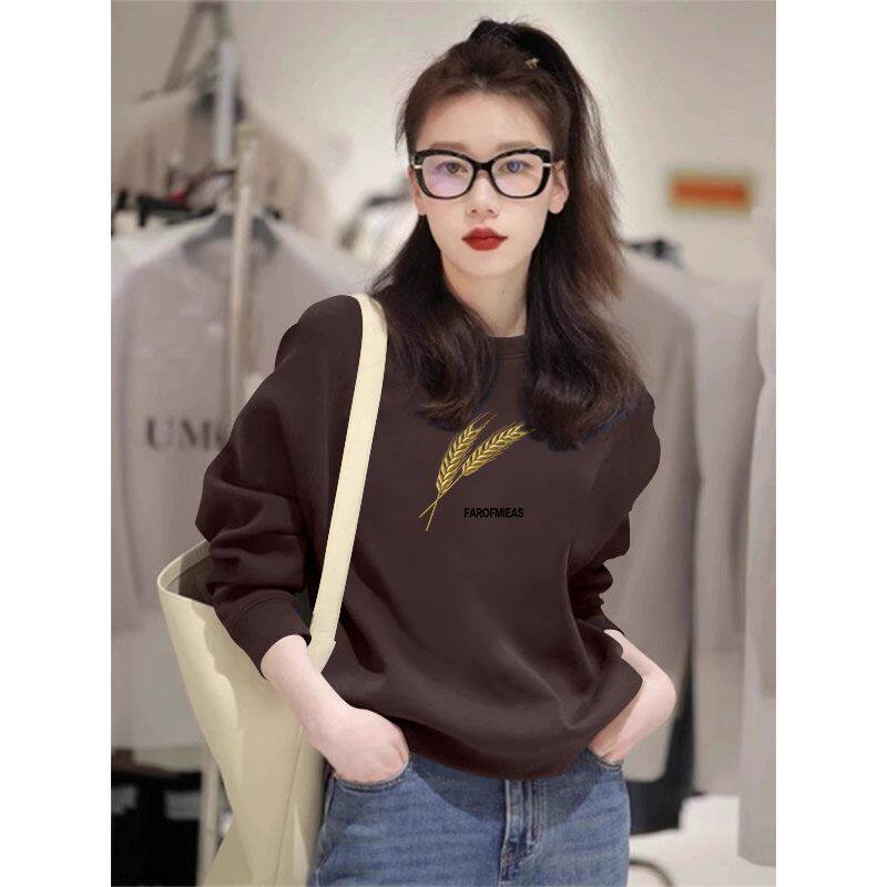 秋冬纯棉女装套头卫衣时尚韩版洋气百搭宽松显瘦印花慵懒风上衣服