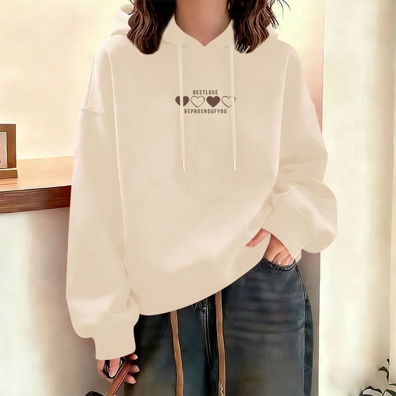 纯棉加绒加厚短款连帽卫衣女
