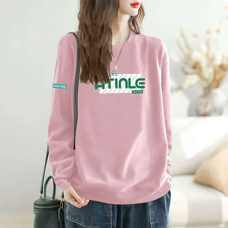 春秋女士纯棉长袖圆领卫衣