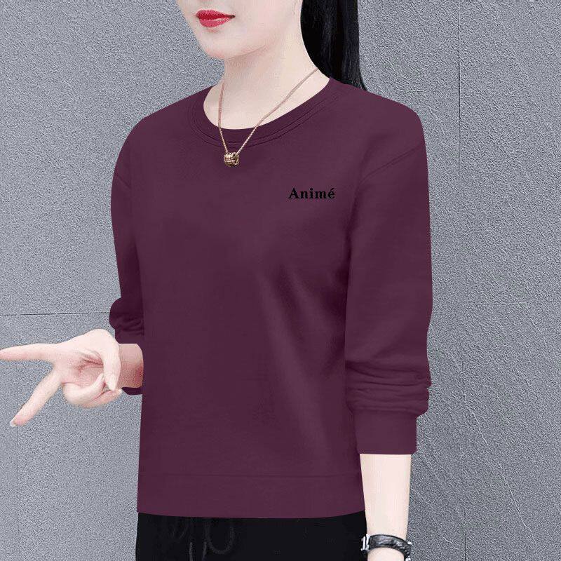 春秋爆款纯棉女士长袖卫衣时尚通勤洋气百搭慵懒风宽松显瘦上衣服