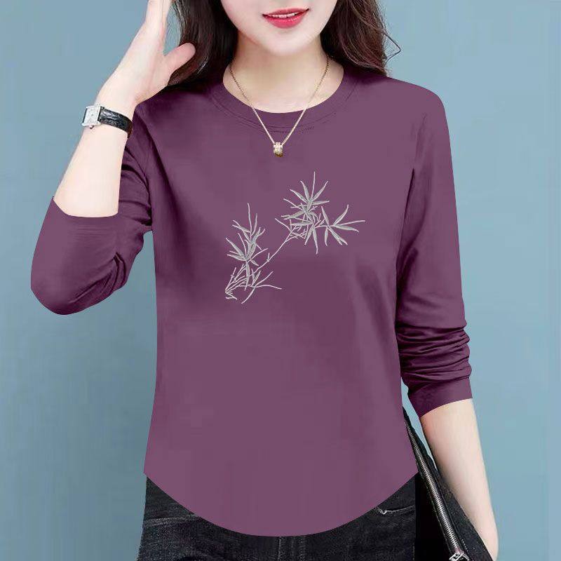 春秋100%纯棉长袖弧形T恤女时尚韩版百搭宽松显瘦设计感休闲上衣