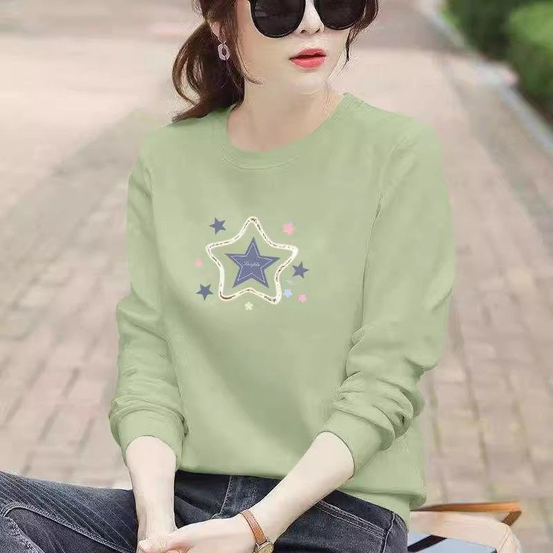 抹茶绿纯棉长袖套头卫衣女秋冬新款时尚韩版百搭宽松显瘦印花上衣,女装/女士精品,卫衣/绒衫,淘宝优惠券,粉丝福利购,淘宝优惠卷