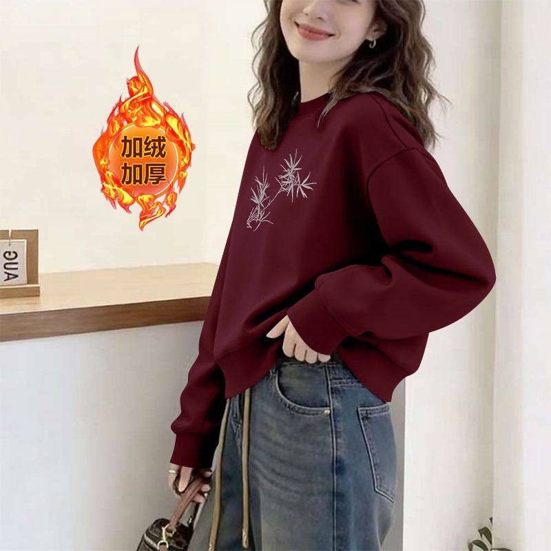 秋冬短款高腰纯棉卫衣女加绒加厚时尚新款洋气韩版小个子保暖外套