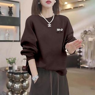 上衣 洋气宽松遮肉显瘦印花休闲新款 秋冬纯棉爆款 女士套头卫衣韩版