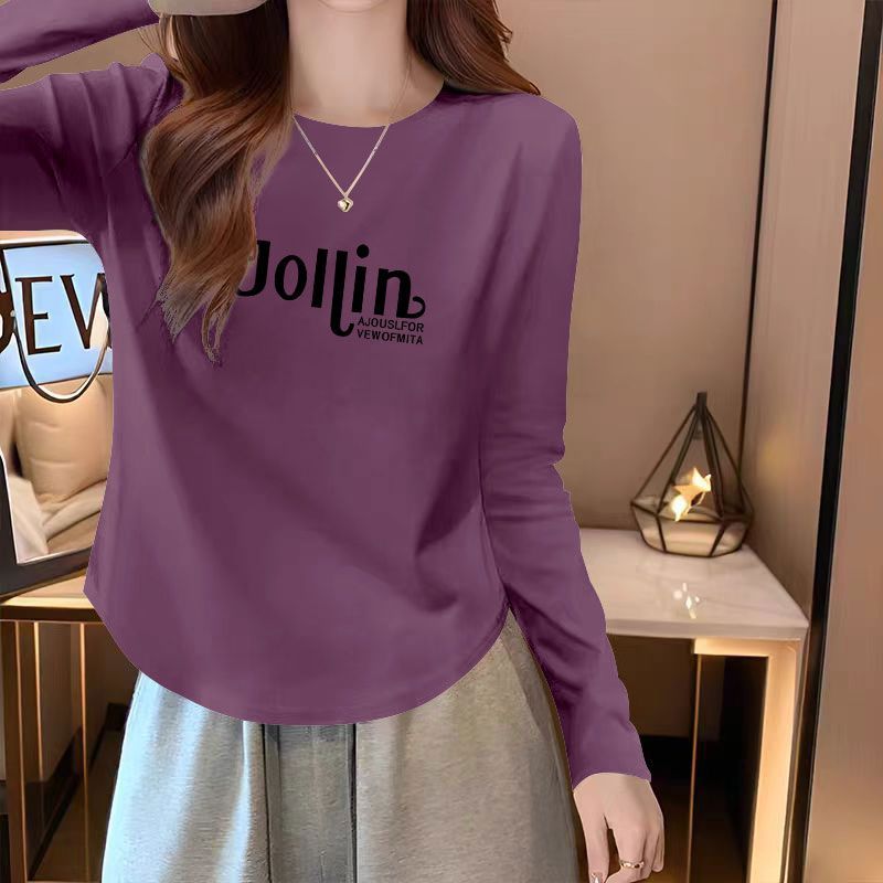 春秋新款纯棉长袖印花T恤女