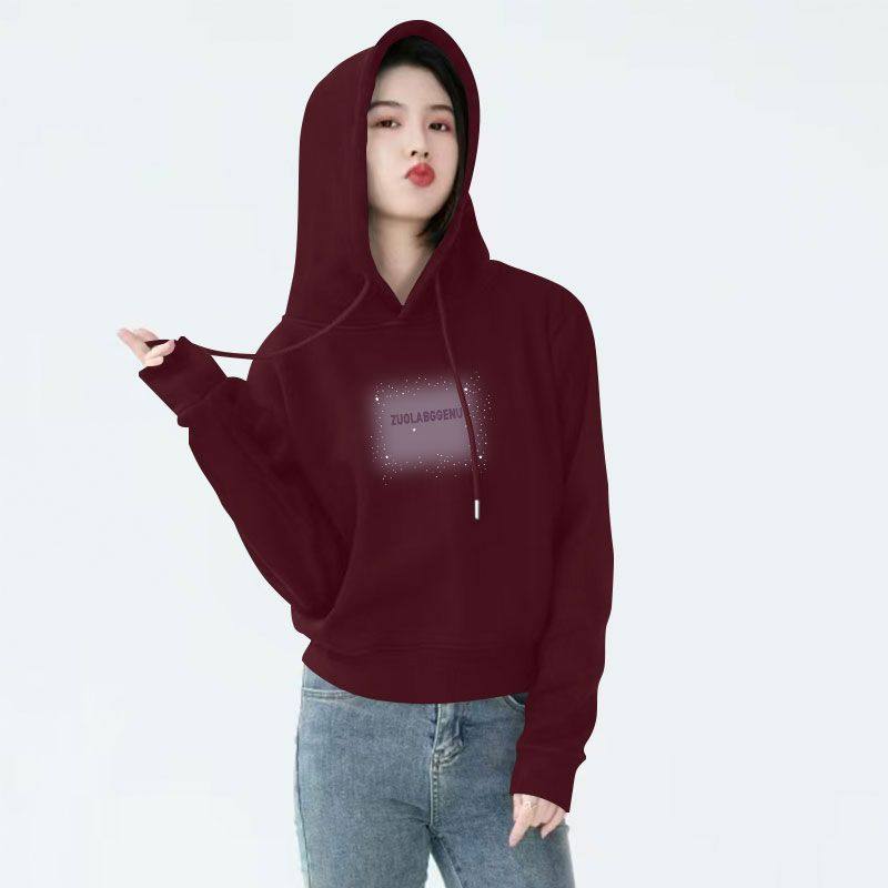 秋冬纯棉加绒加厚短款连帽卫衣女时尚新款洋气潮流百搭小个子外套