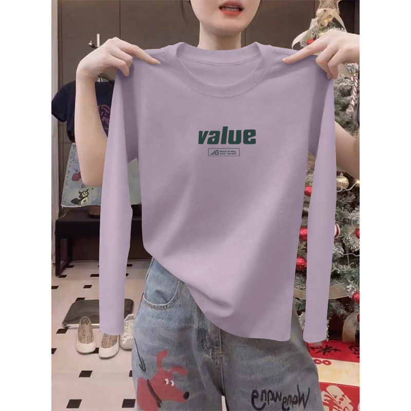 春秋新款女士纯棉长袖T恤