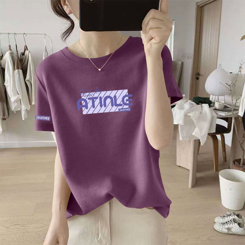 夏季女士纯棉短袖印花T恤