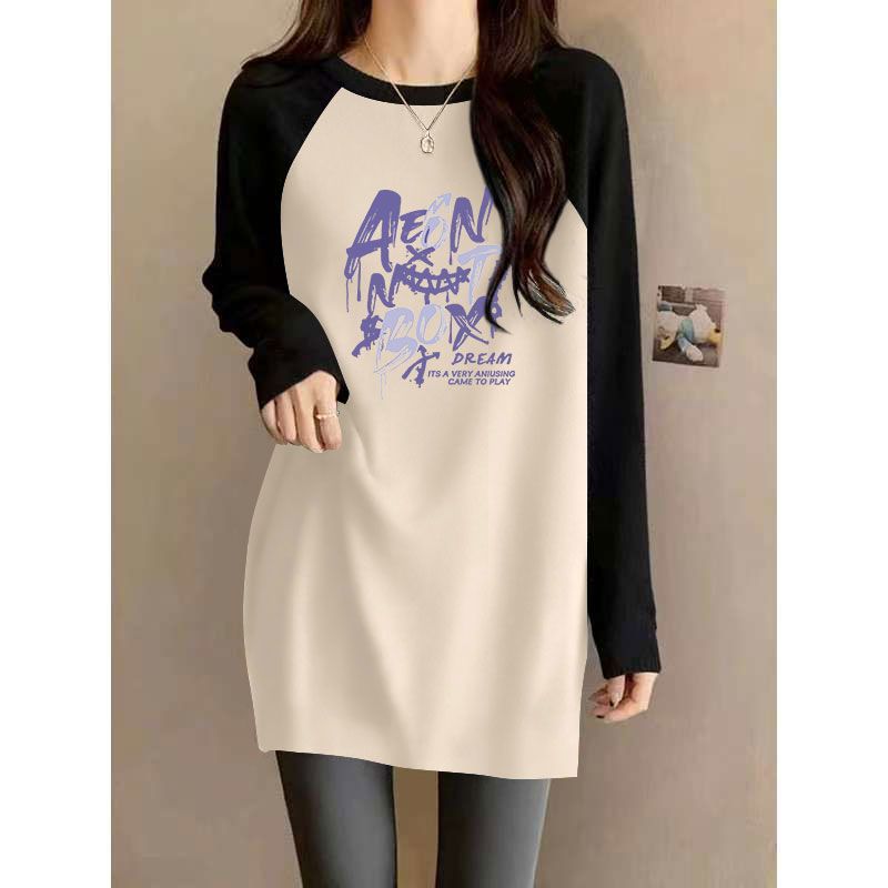 德绒磨毛中长款打底衫T恤女