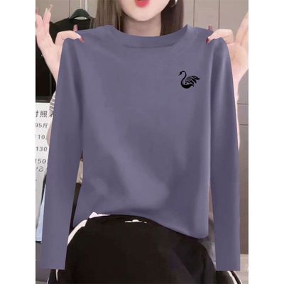 春秋100%纯棉女士长袖T恤