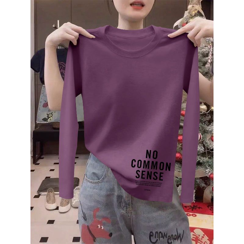 100%纯棉春秋新款长袖T恤女