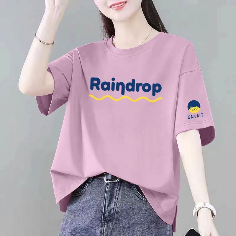 夏季纯棉开叉短袖T恤女时尚洋气