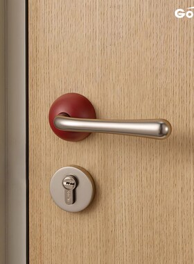 格奥琦前摇安格拉红哑光镍色静音磁吸锁室内门锁中古风门把手