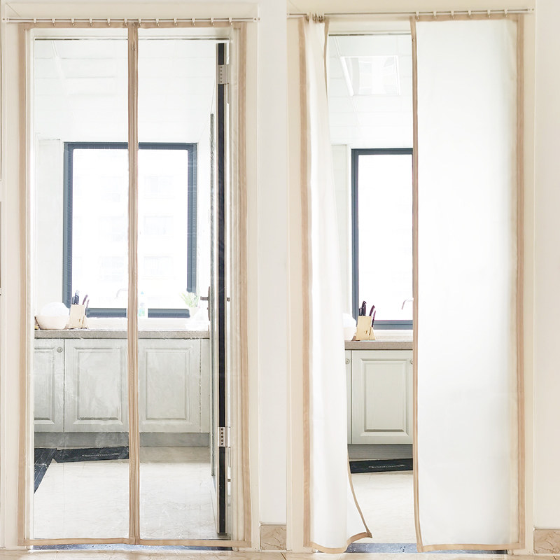 粘轨款空调门帘厨房挡油烟帘透明保暖帘隔断卧室客厅磁性帘子定做