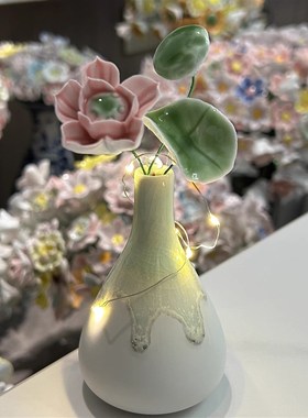 景德镇陶瓷花桌面摆件送闺蜜创意生日礼物毕业纪念品送教师陶瓷花