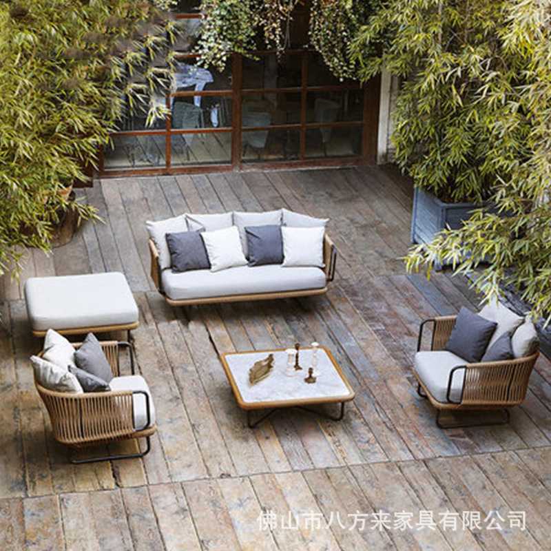 工厂直销北欧户外沙发茶几组合阳台别墅庭院花园休闲高端藤编家具
