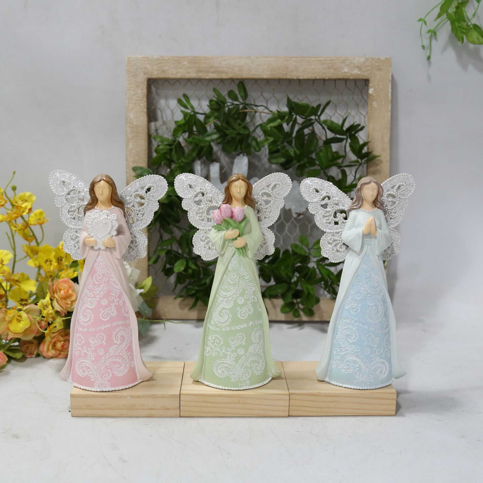 母亲节礼物欧式新房电视柜装饰品树脂带翅膀天使客厅桌面橱窗摆件
