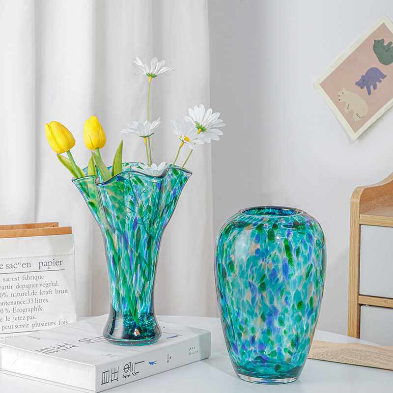 欧式简约花瓶INS彩色玻璃花器客厅餐桌家居插花水培工艺品摆件