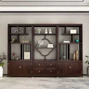 博古架新中式实木玄关隔断实木茶水柜屏风现代简约供案桌