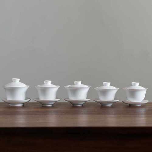 德化白瓷盖碗茶杯甜白手工大号泡茶三才碗陶瓷家用喝茶敬茶奉茶碗