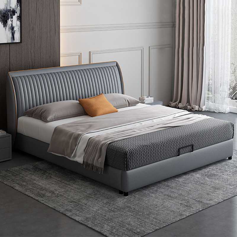 真皮床轻奢现代简约小户型高箱储物软包床婚床1.8m主卧双人床1.5m