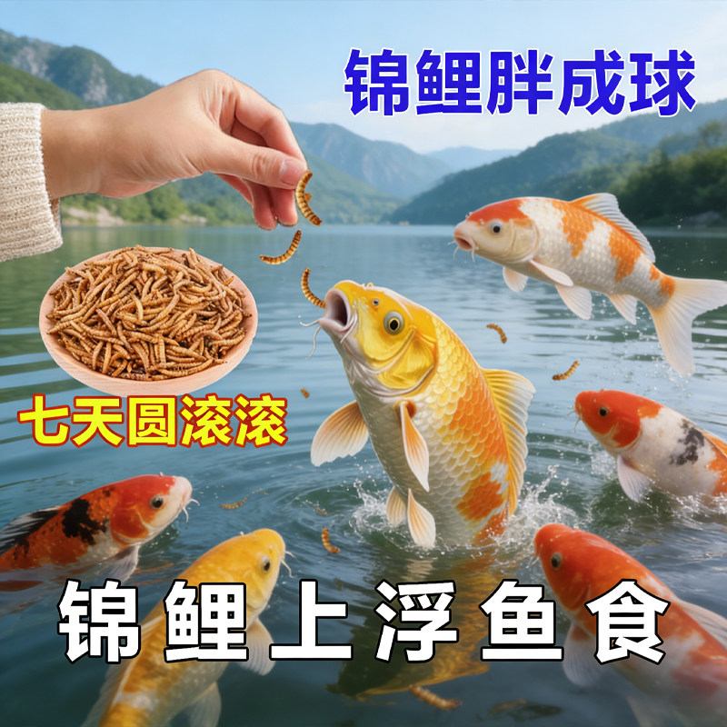 锦鲤鱼专用鱼饲料面包虫干鱼粮观赏鱼食金鱼龙鱼招财猫营养鱼饲料