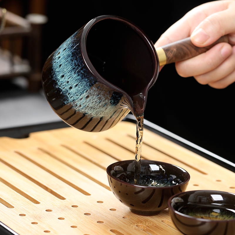 窑变釉懒人泡茶器陶瓷功夫茶具防汤家用I旋转出水茶壶单壶盖碗中