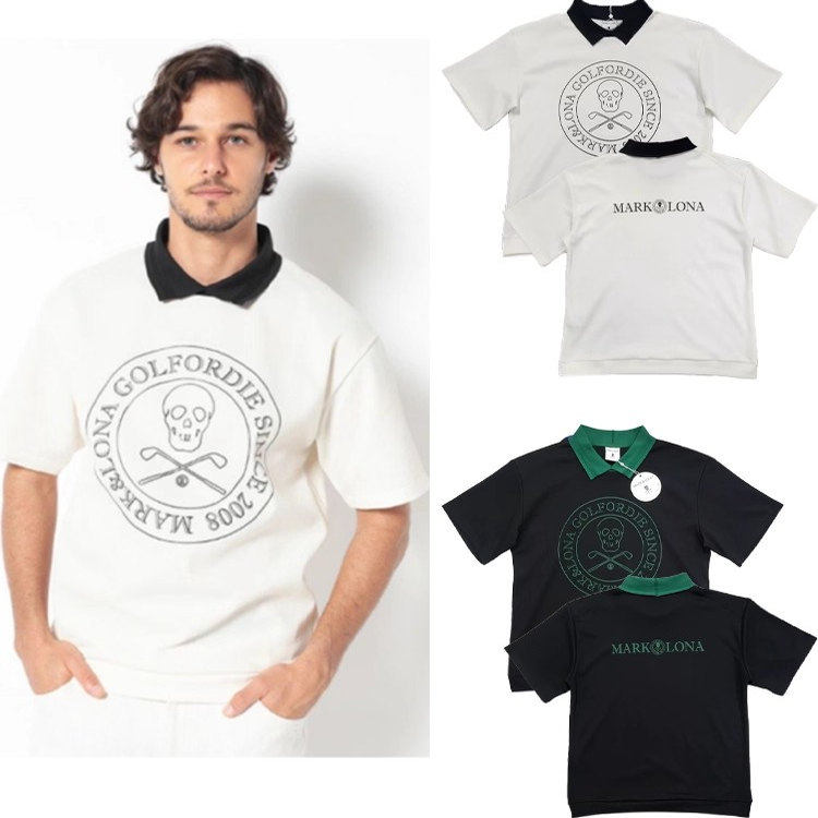 26ss韩G骷髅新款高尔夫球服短袖时尚运动骷髅头拼色凉感polo上衣