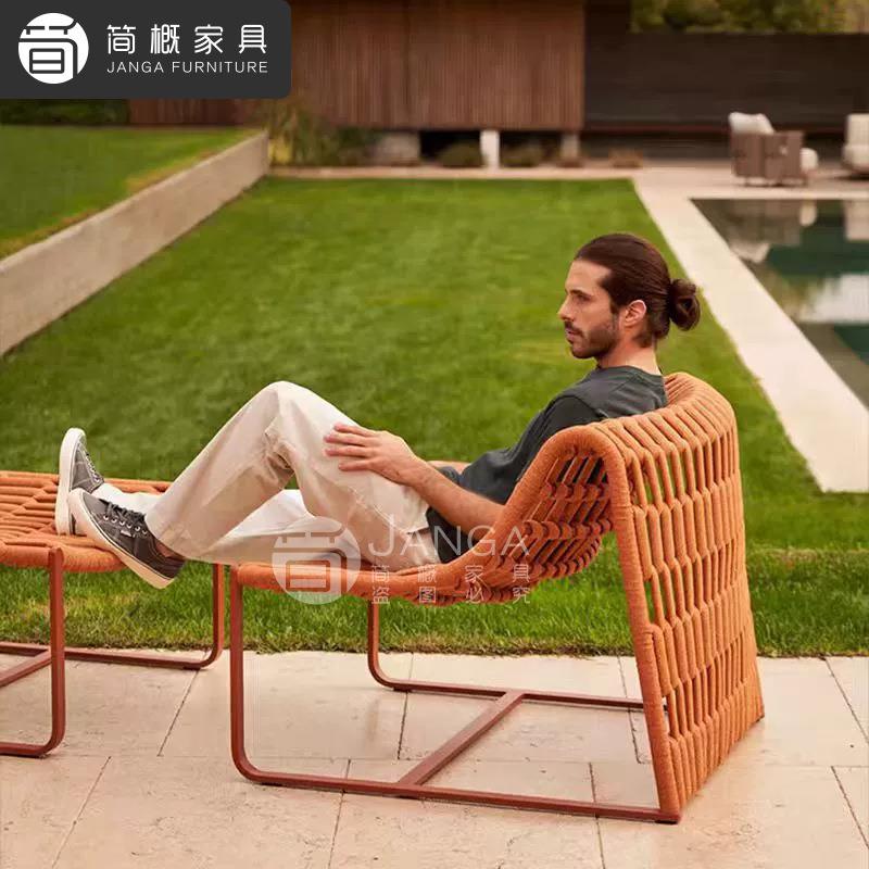 休闲户外藤编沙发椅别墅庭院懒人躺椅酒店阳台花园休闲靠背藤椅
