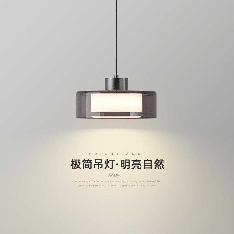 全铜卧室吊灯简约现代全铜玻璃小吊灯房间床头咖啡餐厅吧台小吊灯