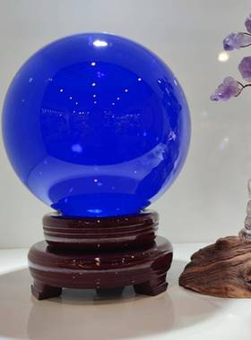 精品蓝色水晶风水球客厅玄关卧室书桌升学送礼家居装饰小礼品摆件