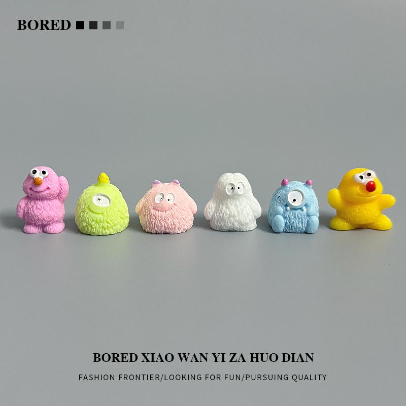 无聊了！摆几只小毛怪卡通可爱情绪治愈系办公室工位桌面小摆件