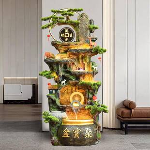 假山流水喷泉景观循环水办公室客厅装 饰品鱼池风水轮落地招财摆件