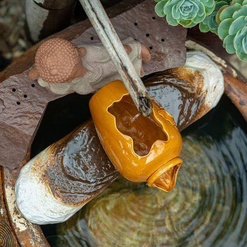 流水板生态缸古法养鱼支撑板装饰配件庭院鱼缸造景摆件复古家用