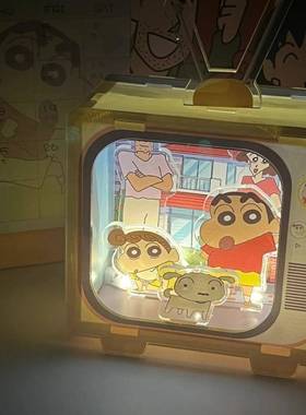 蜡笔小新亚克力摆件卡通动漫小夜灯卧室客厅灯光床头灯柔光小礼物